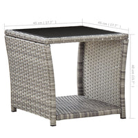 Thumbnail for Couchtisch Grau 45x45x40 cm Poly Rattan und Glas