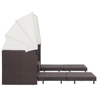 Thumbnail for Ausziehbares 3-Sitzer-Schlafsofa mit Dach Poly Rattan Braun