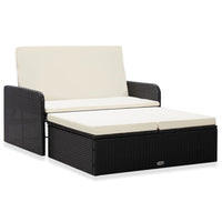 Thumbnail for 2-tlg. Garten-Lounge-Set mit Auflagen Poly Rattan Schwarz