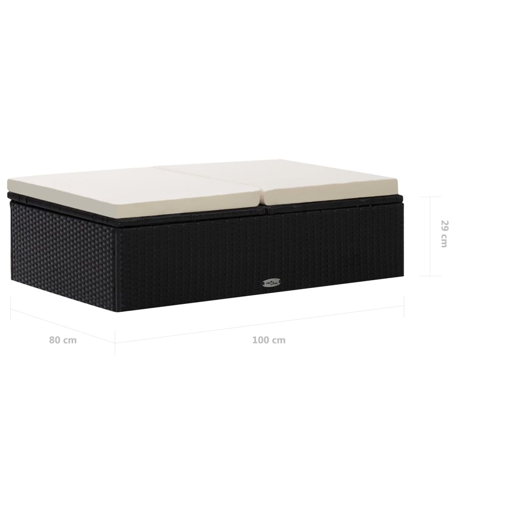 2-tlg. Garten-Lounge-Set mit Auflagen Poly Rattan Schwarz