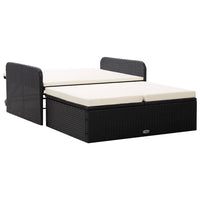 Thumbnail for 2-tlg. Garten-Lounge-Set mit Auflagen Poly Rattan Schwarz