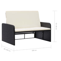 Thumbnail for 2-tlg. Garten-Lounge-Set mit Auflagen Poly Rattan Schwarz