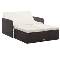 Thumbnail for 2-tlg. Garten-Lounge-Set mit Auflagen Poly Rattan Braun