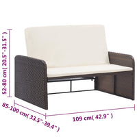 Thumbnail for 2-tlg. Garten-Lounge-Set mit Auflagen Poly Rattan Braun