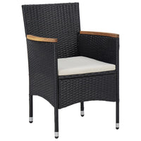 Thumbnail for 5-tlg. Garten-Essgruppe Schwarz Poly Rattan Akazie Massivholz