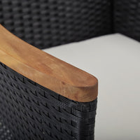 Thumbnail for 5-tlg. Garten-Essgruppe Schwarz Poly Rattan Akazie Massivholz