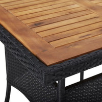 Thumbnail for 5-tlg. Garten-Essgruppe Schwarz Poly Rattan Akazie Massivholz