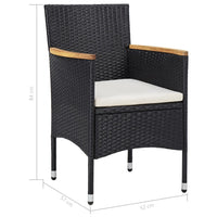 Thumbnail for 5-tlg. Garten-Essgruppe Schwarz Poly Rattan Akazie Massivholz