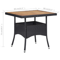 Thumbnail for Garten-Esstisch Schwarz Poly Rattan und Massivholz Akazie