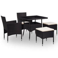 Thumbnail for 5-tlg. Garten-Essgruppe Schwarz Poly Rattan und Glas