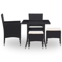 Thumbnail for 5-tlg. Garten-Essgruppe Schwarz Poly Rattan und Glas