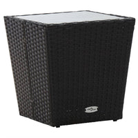 Thumbnail for Beistelltisch Schwarz 41,5×41,5×43 cm Poly Rattan und Hartglas