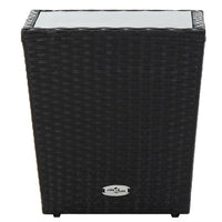 Thumbnail for Beistelltisch Schwarz 41,5×41,5×43 cm Poly Rattan und Hartglas