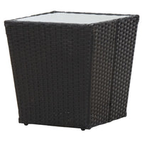 Thumbnail for Beistelltisch Schwarz 41,5×41,5×43 cm Poly Rattan und Hartglas