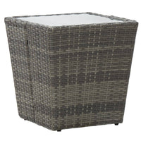 Thumbnail for Beistelltisch Grau 41,5x41,5x43 cm Poly Rattan und Hartglas