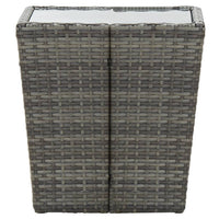 Thumbnail for Beistelltisch Grau 41,5x41,5x43 cm Poly Rattan und Hartglas