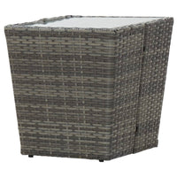 Thumbnail for Beistelltisch Grau 41,5x41,5x43 cm Poly Rattan und Hartglas