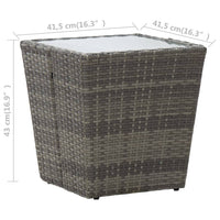 Thumbnail for Beistelltisch Grau 41,5x41,5x43 cm Poly Rattan und Hartglas