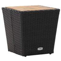 Thumbnail for Beistelltisch Schwarz 41,5×41,5×43 cm Poly Rattan & Massivholz