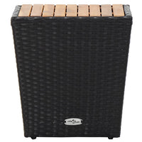 Thumbnail for Beistelltisch Schwarz 41,5×41,5×43 cm Poly Rattan & Massivholz