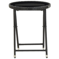 Thumbnail for Beistelltisch Schwarz 60 cm Poly Rattan und Hartglas