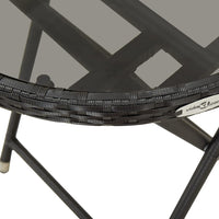 Thumbnail for Beistelltisch Schwarz 60 cm Poly Rattan und Hartglas
