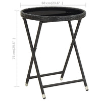 Thumbnail for Beistelltisch Schwarz 60 cm Poly Rattan und Hartglas