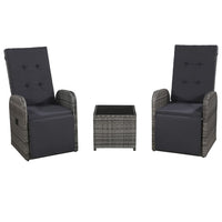 Thumbnail for 3-tlg. Bistro-Set mit Auflagen Poly Rattan Grau