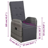 Thumbnail for 3-tlg. Bistro-Set mit Auflagen Poly Rattan Grau
