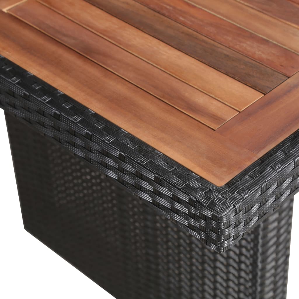 9-tlg. Garten-Essgruppe mit Auflagen Poly Rattan Schwarz