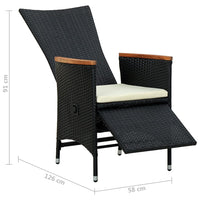 Thumbnail for 7-tlg. Garten-Essgruppe Poly Rattan Akazienholz Schwarz