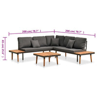 Thumbnail for 4-tlg. Garten-Lounge-Set mit Auflagen Massivholz Akazie