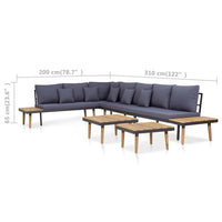 Thumbnail for 7-tlg. Garten-Lounge-Set mit Kissen Massivholz Akazie Braun