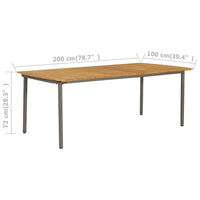 Thumbnail for Gartentisch 200x100x72 cm Massivholz Akazie und Stahl