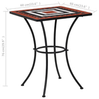 Thumbnail for Mosaik-Bistrotisch Terrakottarot und Weiß 60 cm Keramik