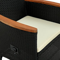 Thumbnail for 7-tlg. Garten-Essgruppe Poly Rattan Akazienholz Schwarz