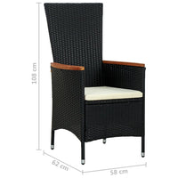 Thumbnail for 7-tlg. Garten-Essgruppe Poly Rattan Akazienholz Schwarz