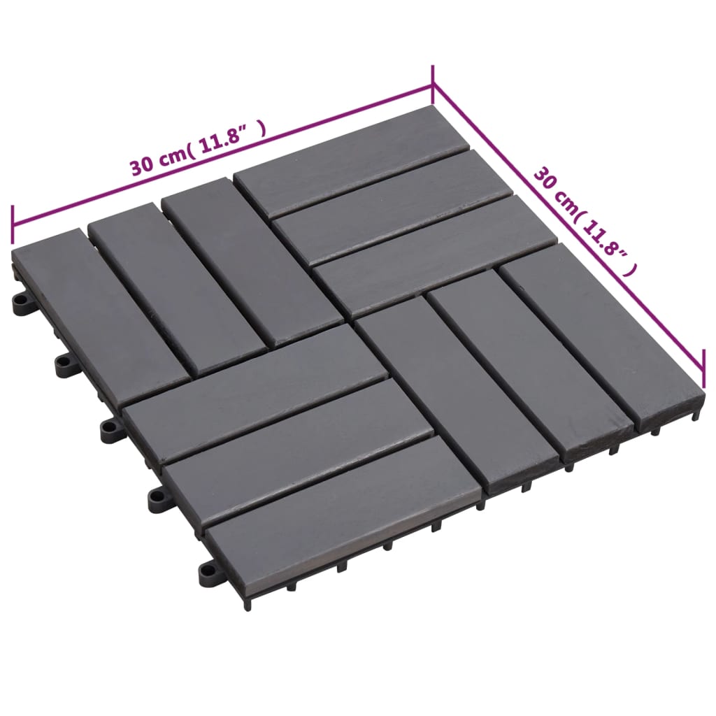 Terrassenfliesen 10 Stk. Grau 30×30 cm Massivholz Akazie