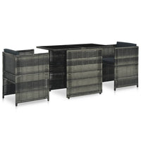 Thumbnail for 3-tlg. Bistro-Set mit Auflagen Poly Rattan Grau