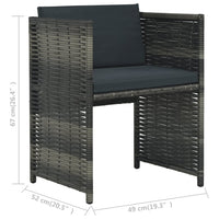 Thumbnail for 3-tlg. Bistro-Set mit Auflagen Poly Rattan Grau