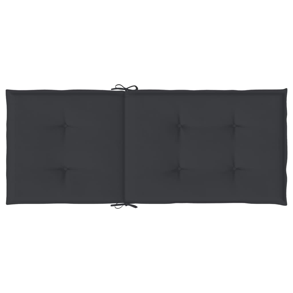 Gartenstuhlauflagen für Hochlehner 2 Stk. Schwarz 120x50x3 cm