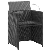 Thumbnail for 3-tlg. Garten-Essgruppe mit Auflagen Poly Rattan Schwarz