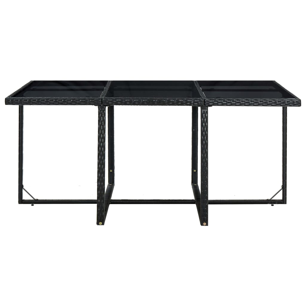11-tlg. Garten-Essgruppe mit Auflagen Poly Rattan Schwarz