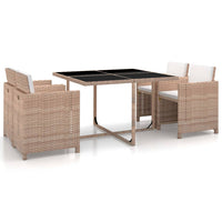 Thumbnail for 5-tlg. Garten-Essgruppe mit Auflagen Poly Rattan Beige