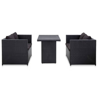 Thumbnail for 3-tlg. Garten-Lounge-Set mit Auflagen Poly Rattan Schwarz