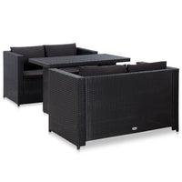 Thumbnail for 3-tlg. Garten-Lounge-Set mit Auflagen Poly Rattan Schwarz
