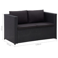 Thumbnail for 3-tlg. Garten-Lounge-Set mit Auflagen Poly Rattan Schwarz