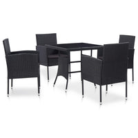 Thumbnail for 5-tlg. Garten-Essgruppe Poly Rattan Schwarz