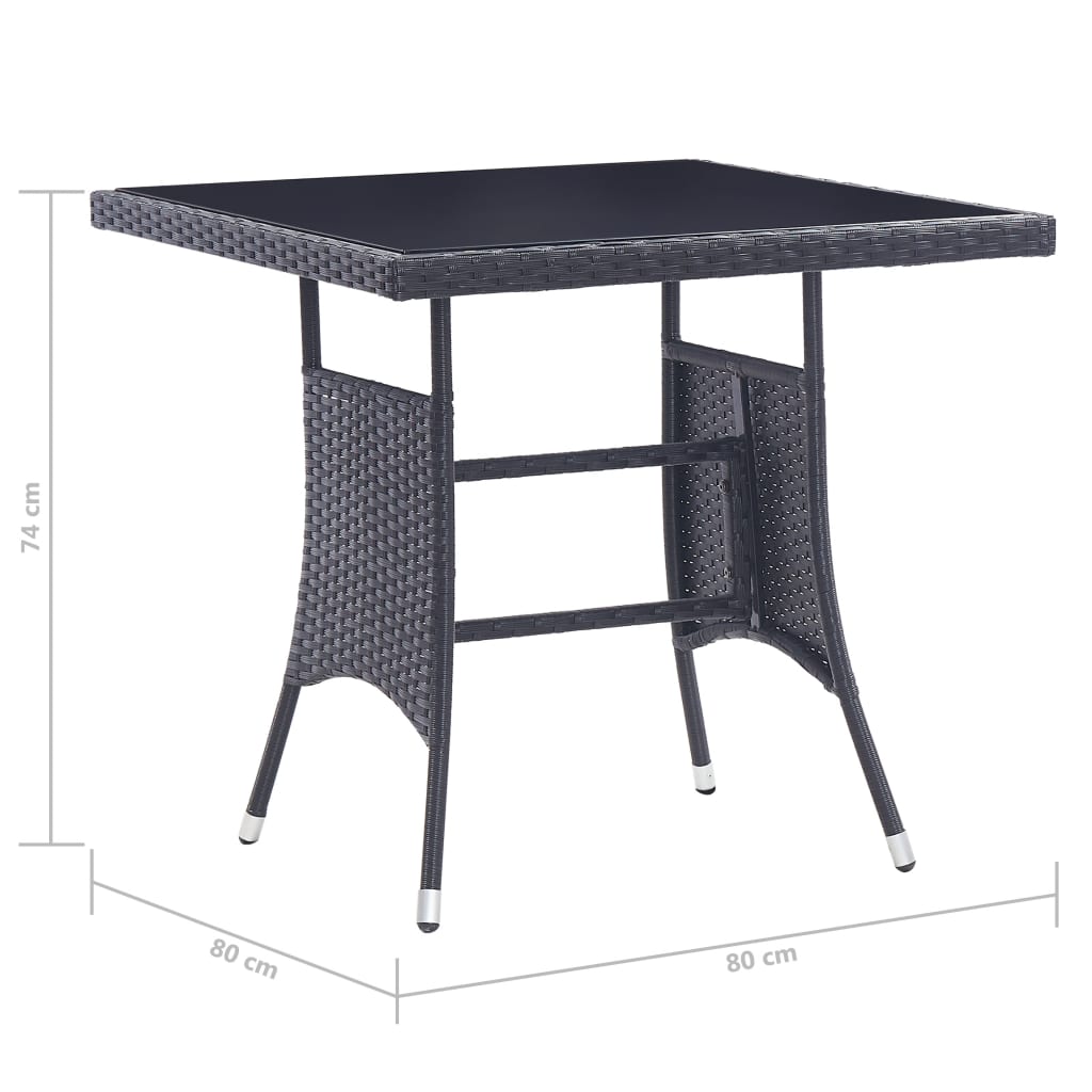 5-tlg. Garten-Essgruppe Poly Rattan Schwarz