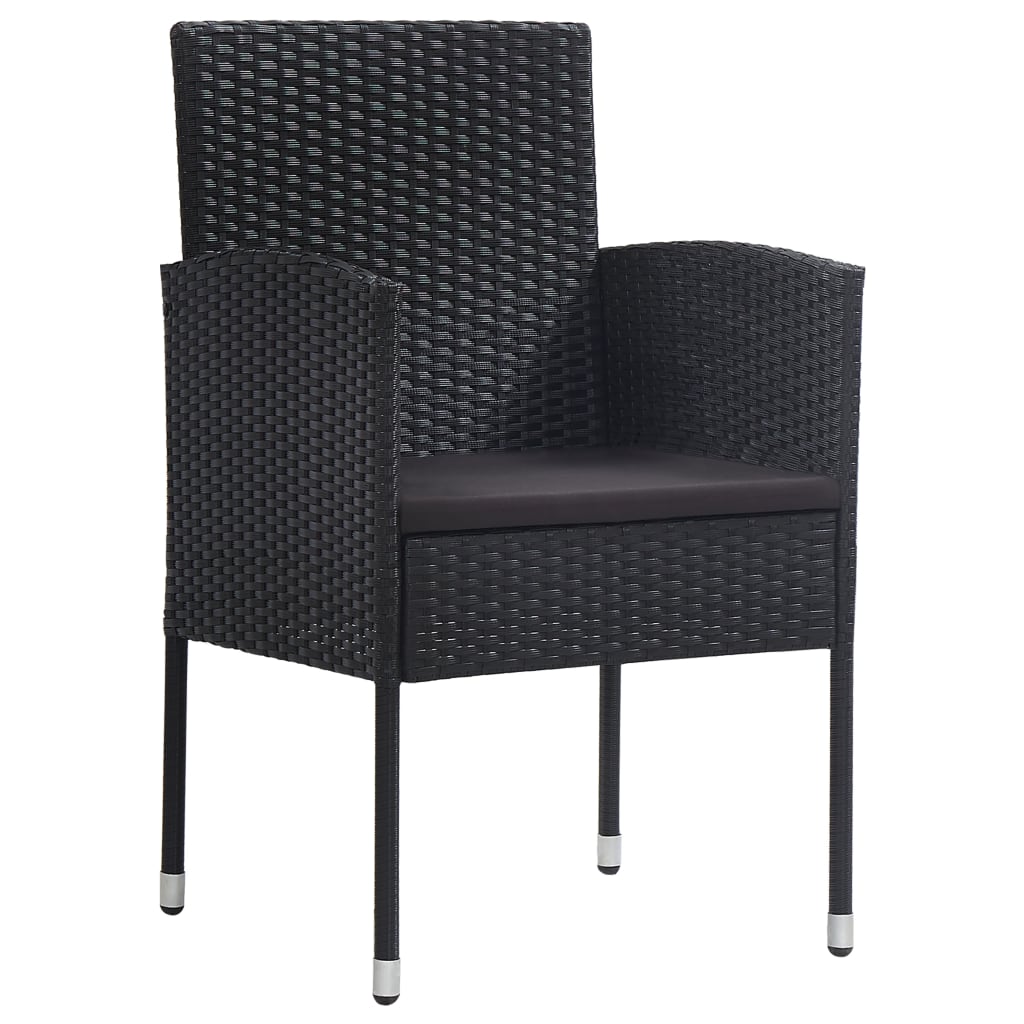 5-tlg. Garten-Essgruppe Poly Rattan Schwarz